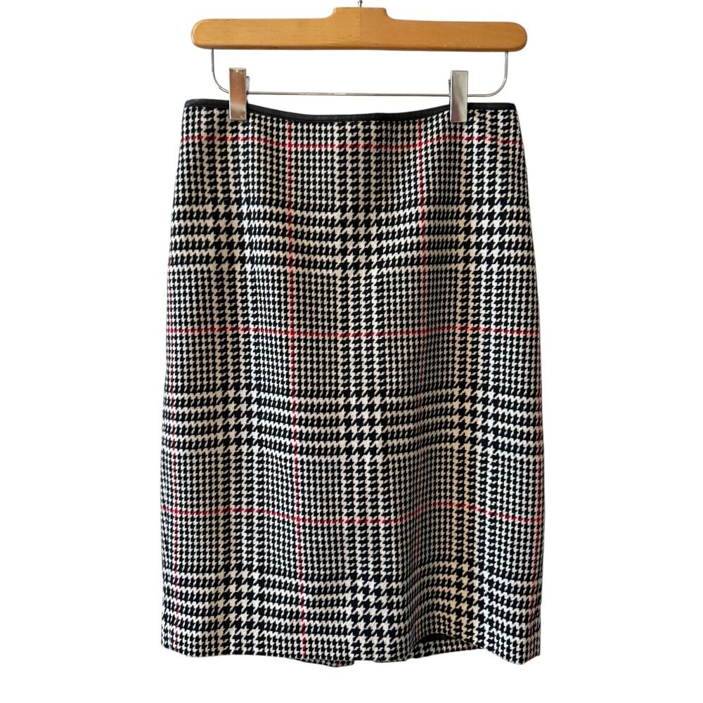 Talbots Pencil Skirt Black White Houndstooth Print 4